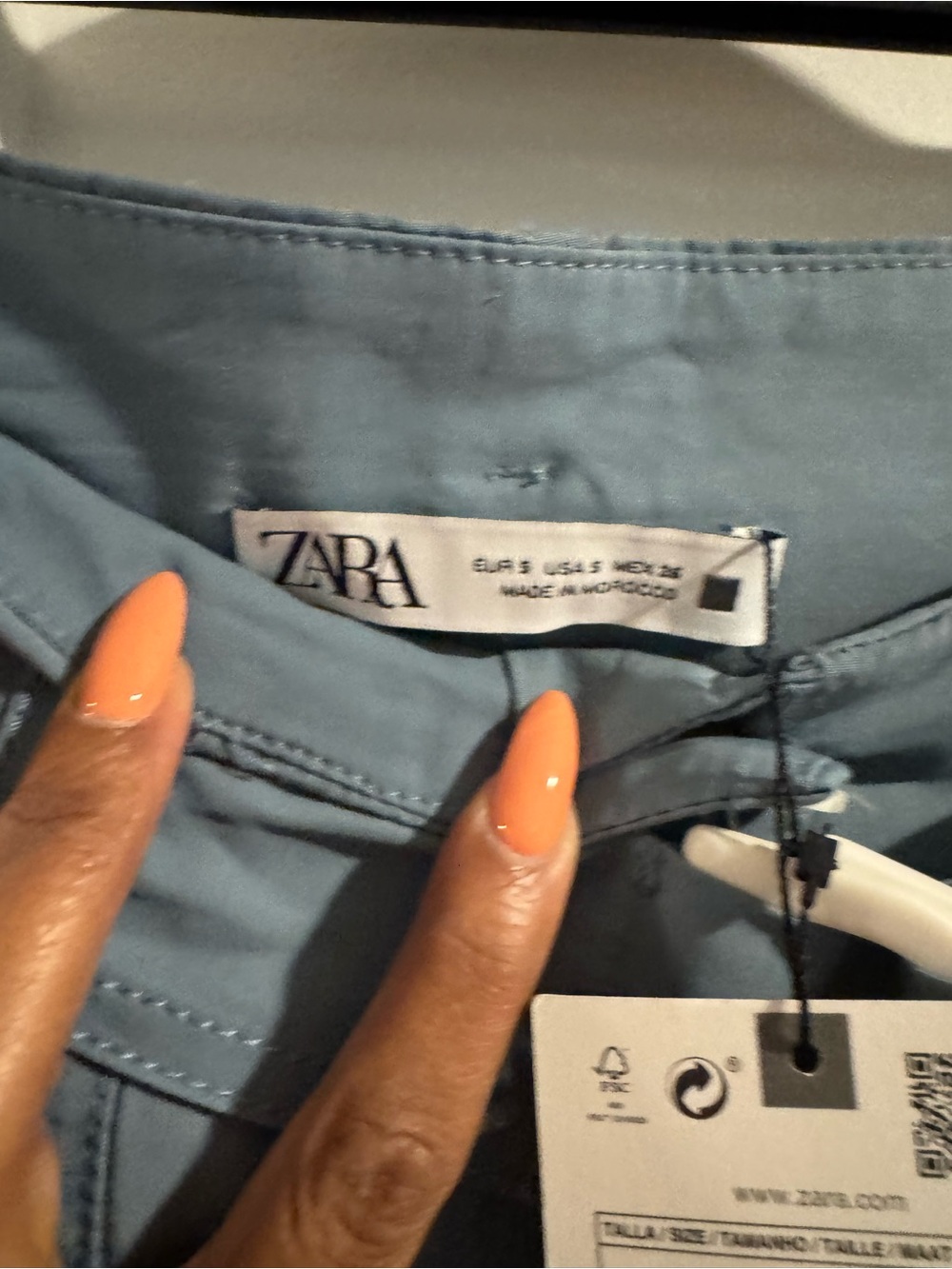 ZARA High-Waist Belted Cargo Pants - Dusty Blue NWT - Picture 5 of 7